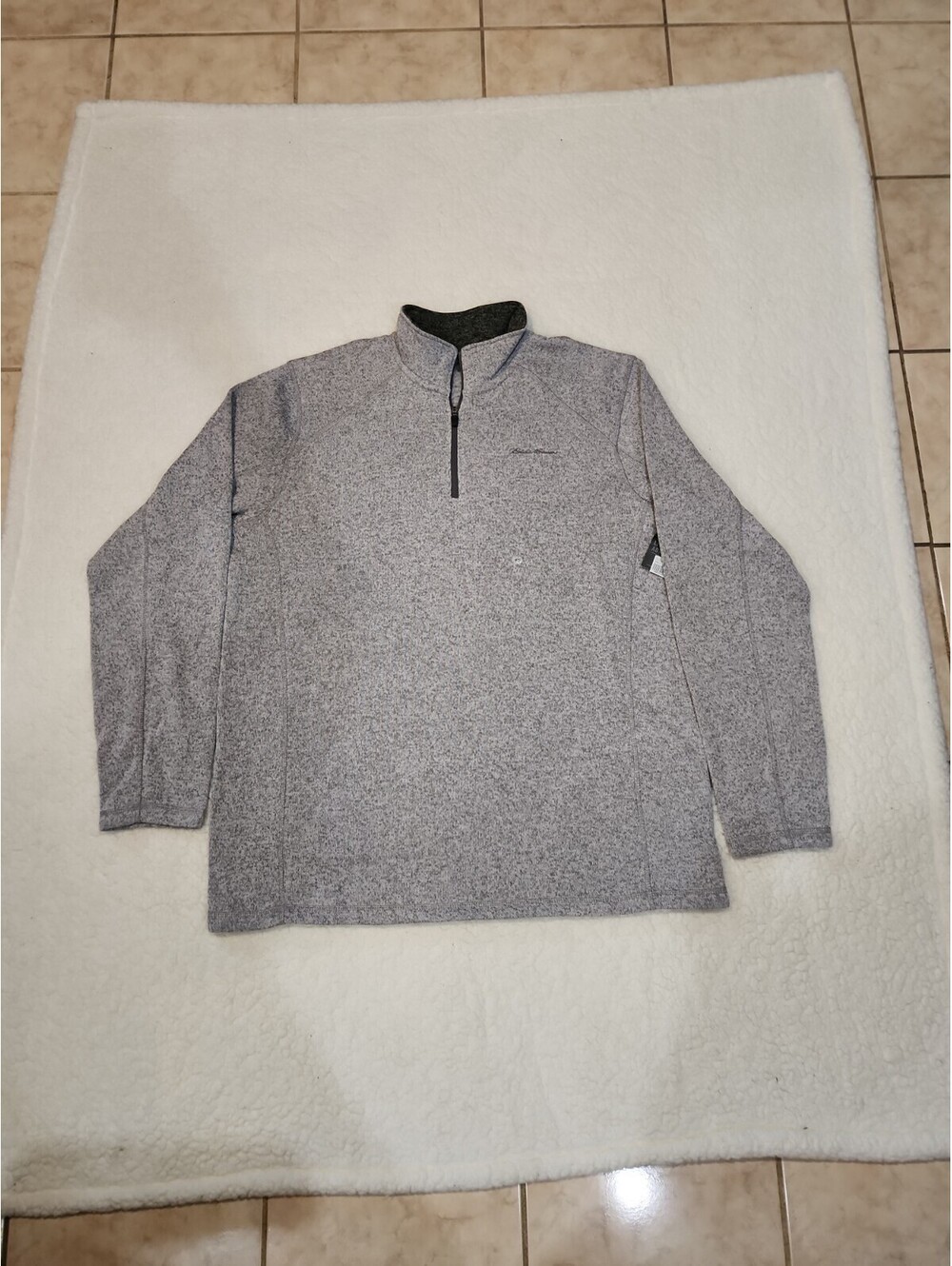 Eddie Bauer Men Sweater Fleece Quarter Zip Pullover Charcoal Heather XL 1091